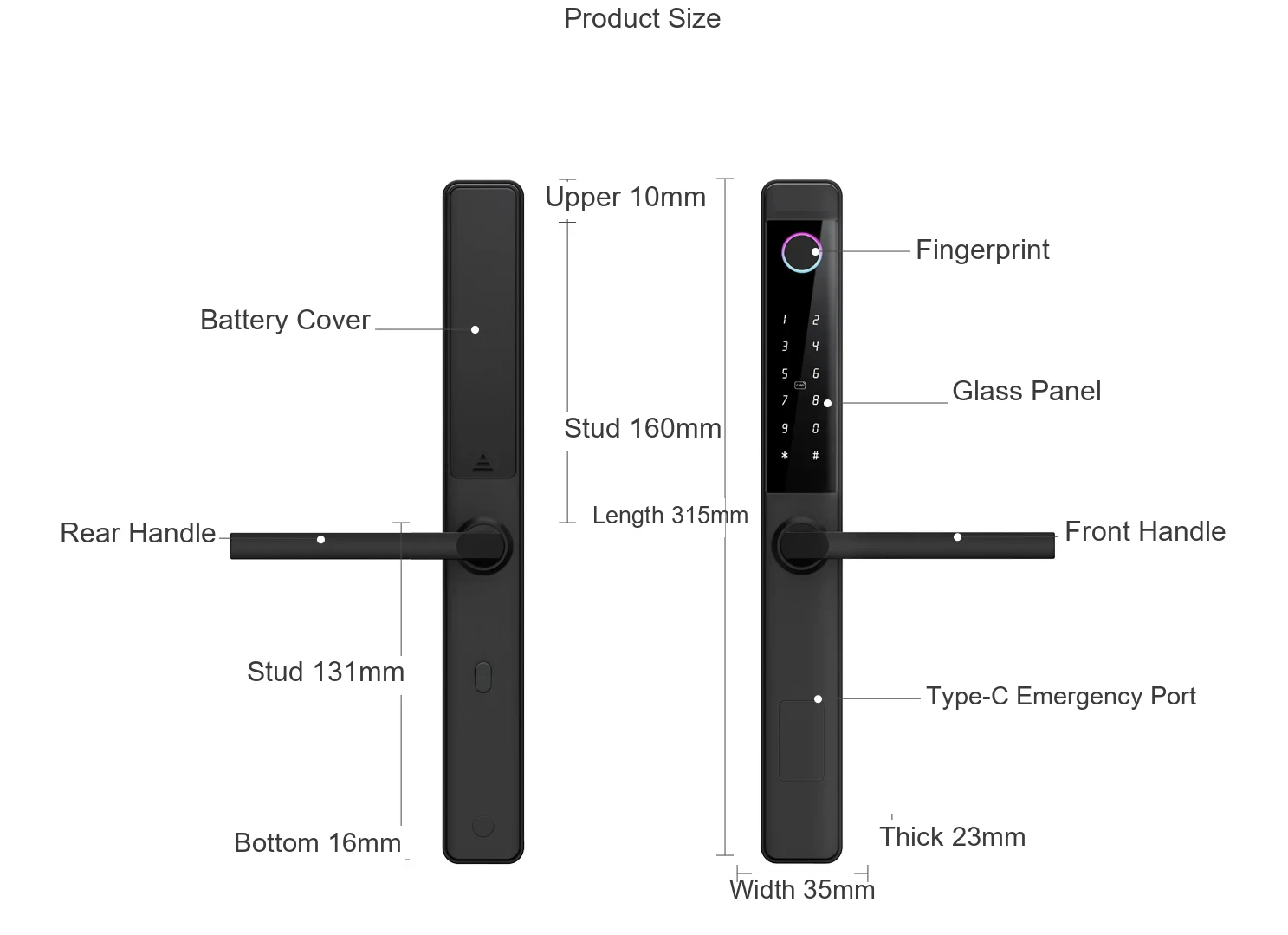 F9PRO+ 通通版防水断桥铝锁(TTLock) size